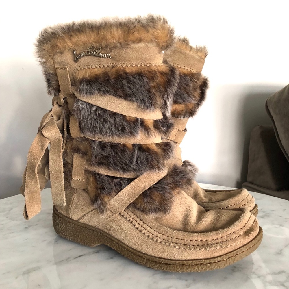 Sam Edelman Meiji Suede & Fur Boots Size 9