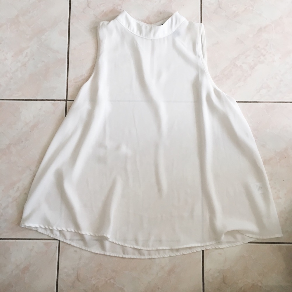 White high neck tank top blouse
