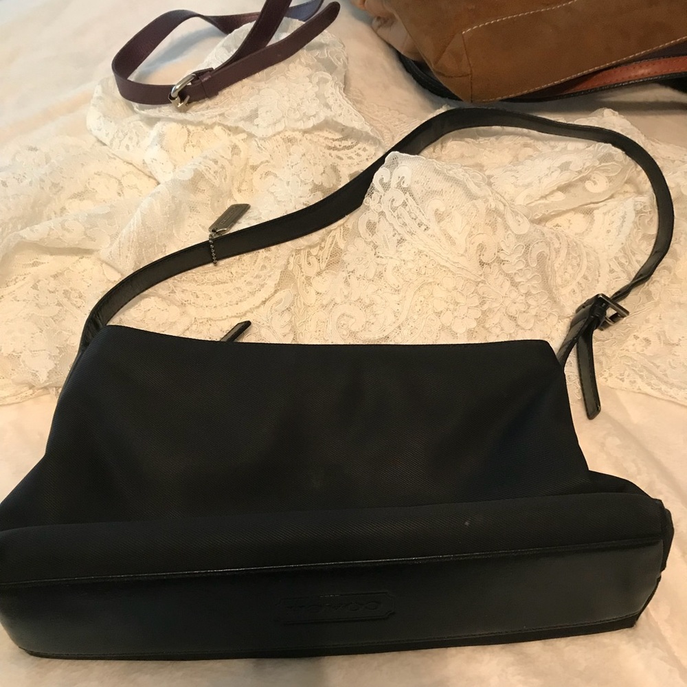 Black coach nylon canvas with leather trim