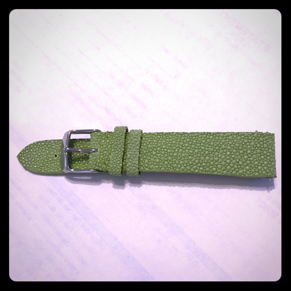 Michele watch strap 18mm Green Eelskin