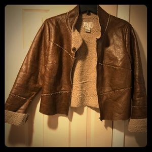 Shearling Style faux leather jacket