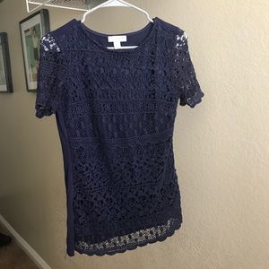 Crocheted navy blue blouse 🌀🌀