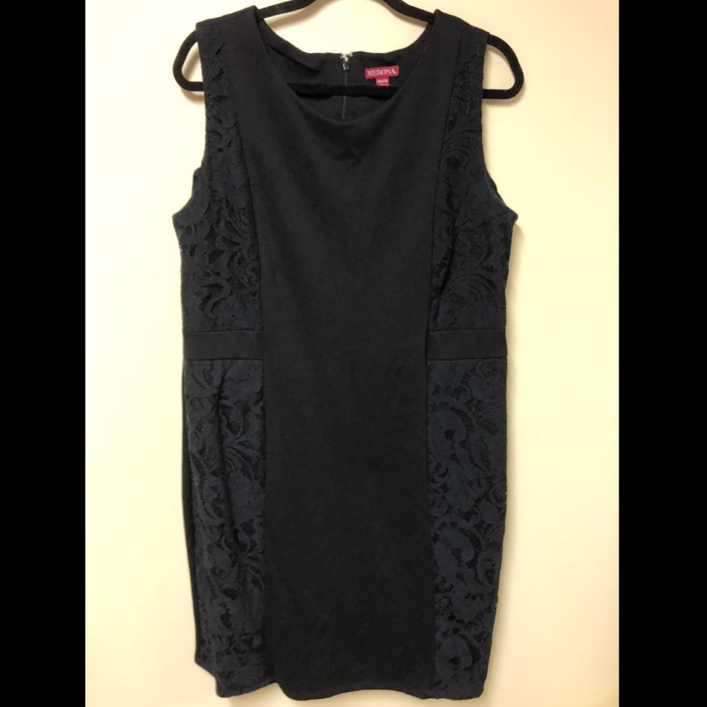 Merona bodycon LBD dress with lace inset XXL