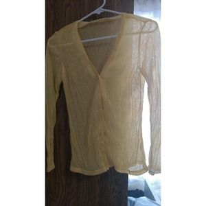 Yellow Sheer Button Down Cardigan