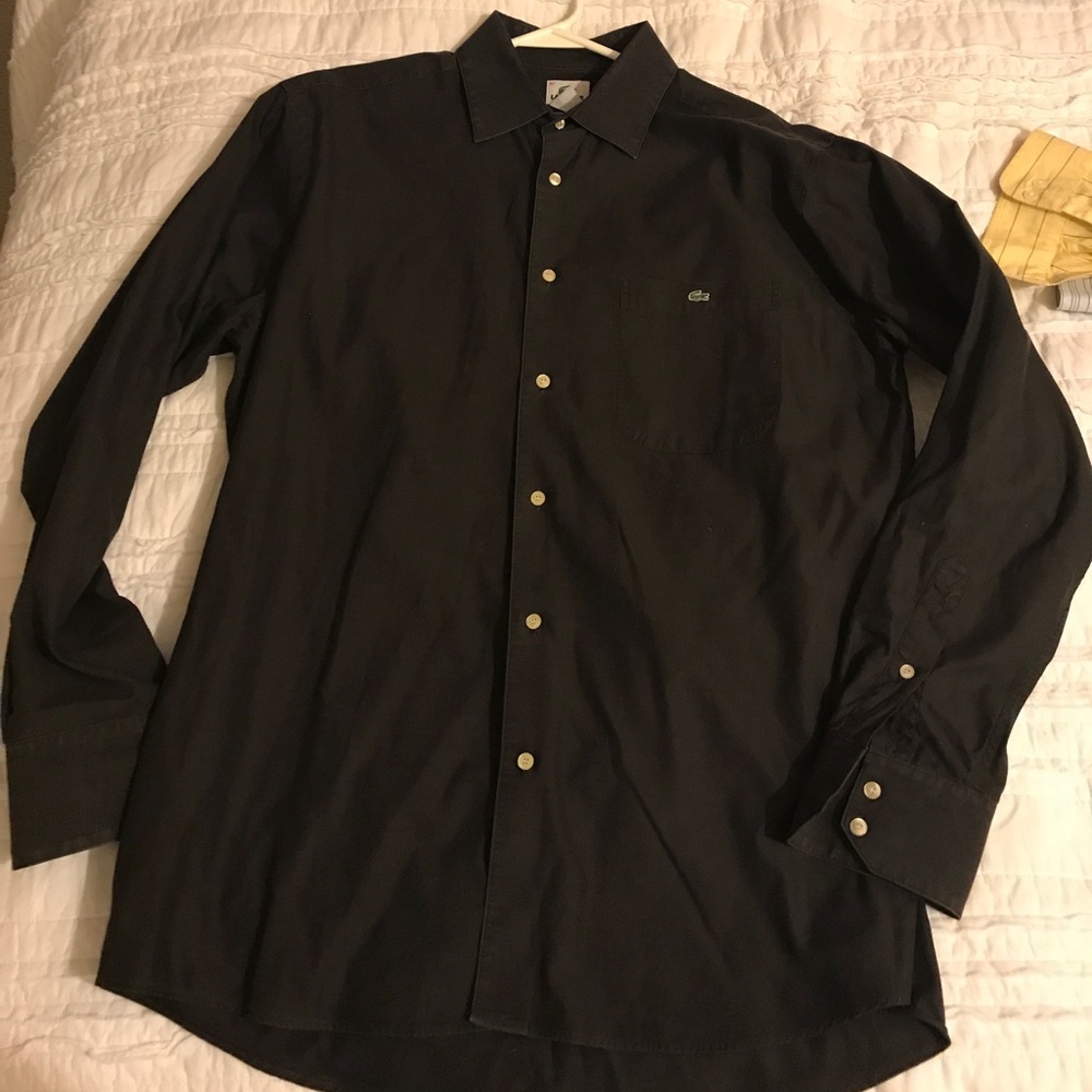 Mens Lacoste navy button up, size 42