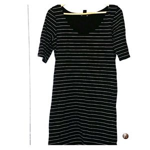 Striped Cotton Fitted 1/2 Length Sleeved Dress