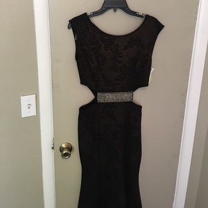 Long black dress with gold