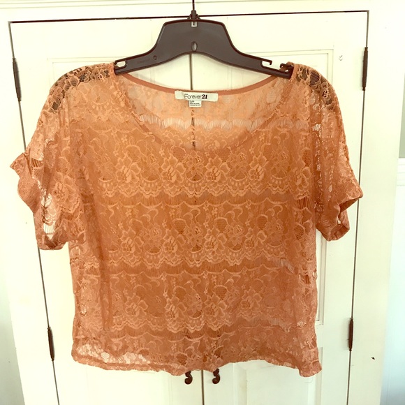 Sheer blush lace top - Picture 1 of 3