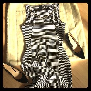 Banana Republic Black White Striped Dress