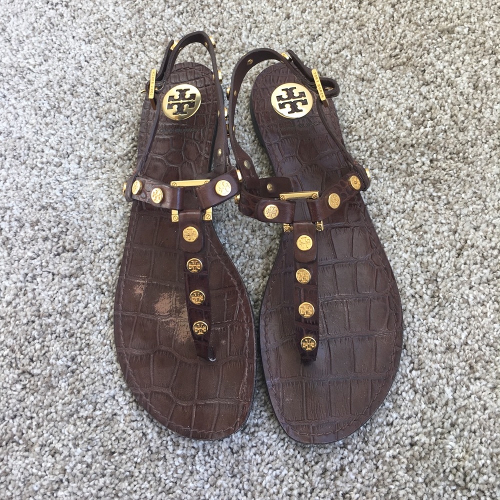 Tory Burch gold studded brown sandal - 8.5