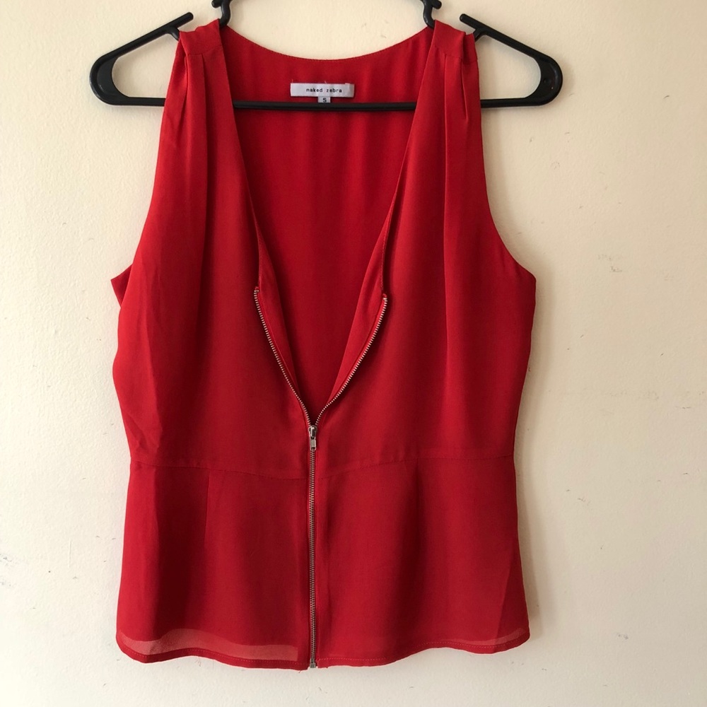 Naked Zebra zip down top