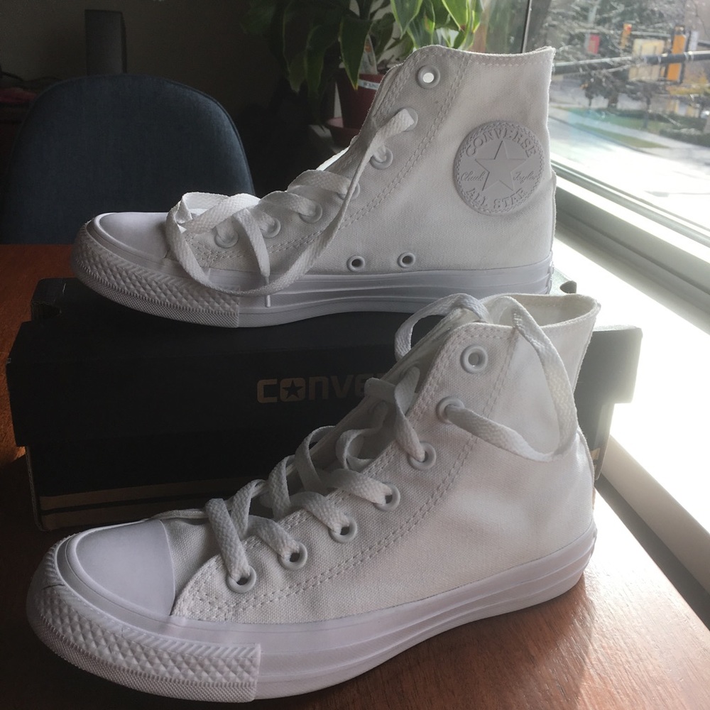 All white converse, size 6.5 - $40 or best offer