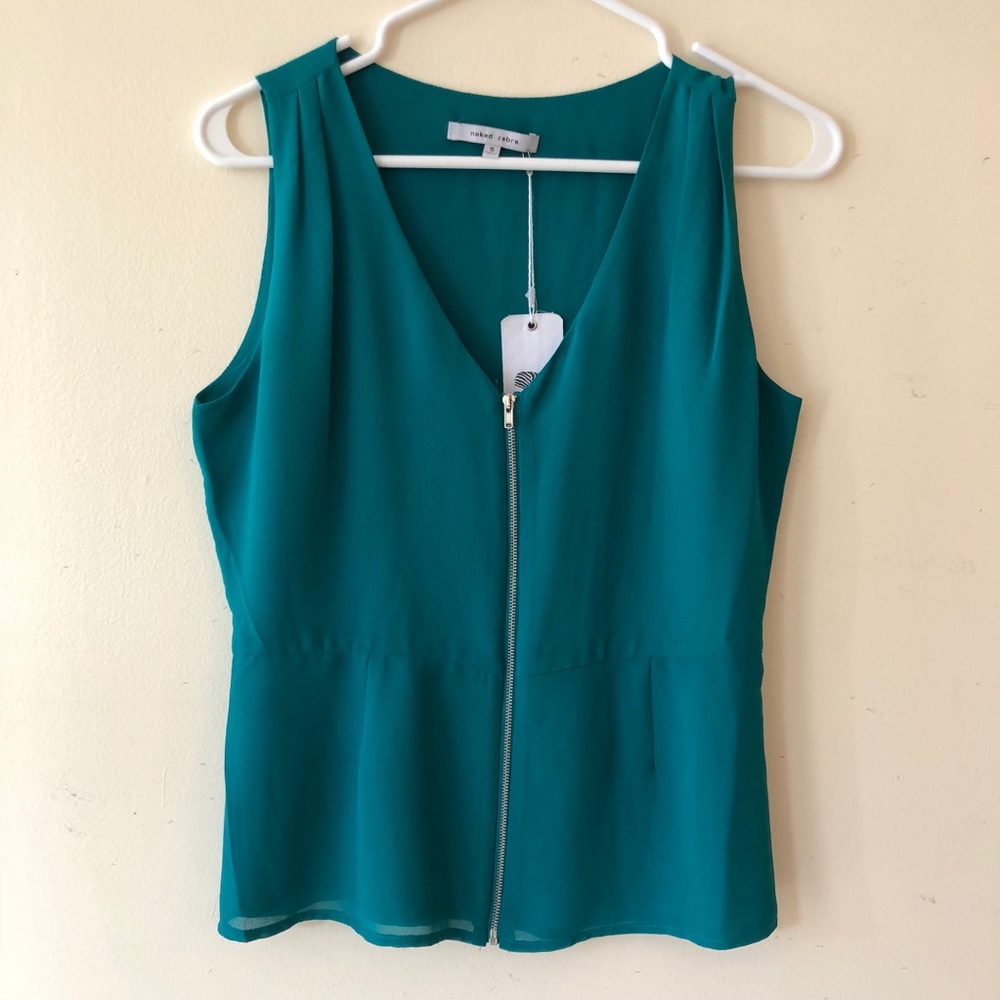 Naked Zebra zip down top