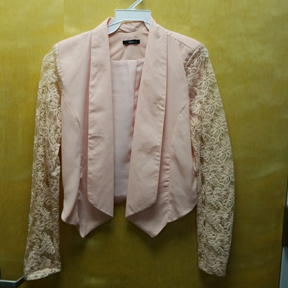 Peach lace arm jacket