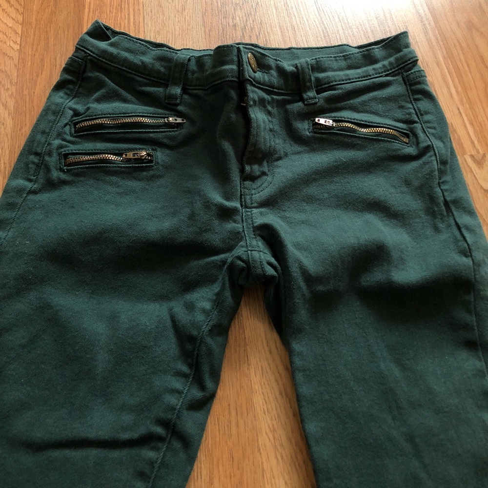 Green skinny jeans by J Crew