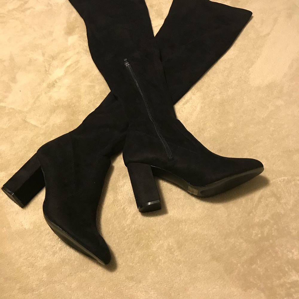 Over the knee black suede boots Size 10