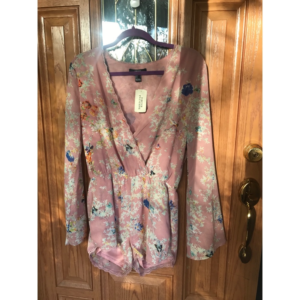 Long sleeve floral printed romper