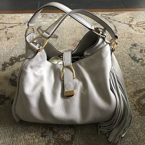 Pale gray leather bag