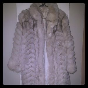 Authentic Silver fox floor length coat
