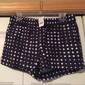 J Crew polka dot navy blue and white shorts size 6