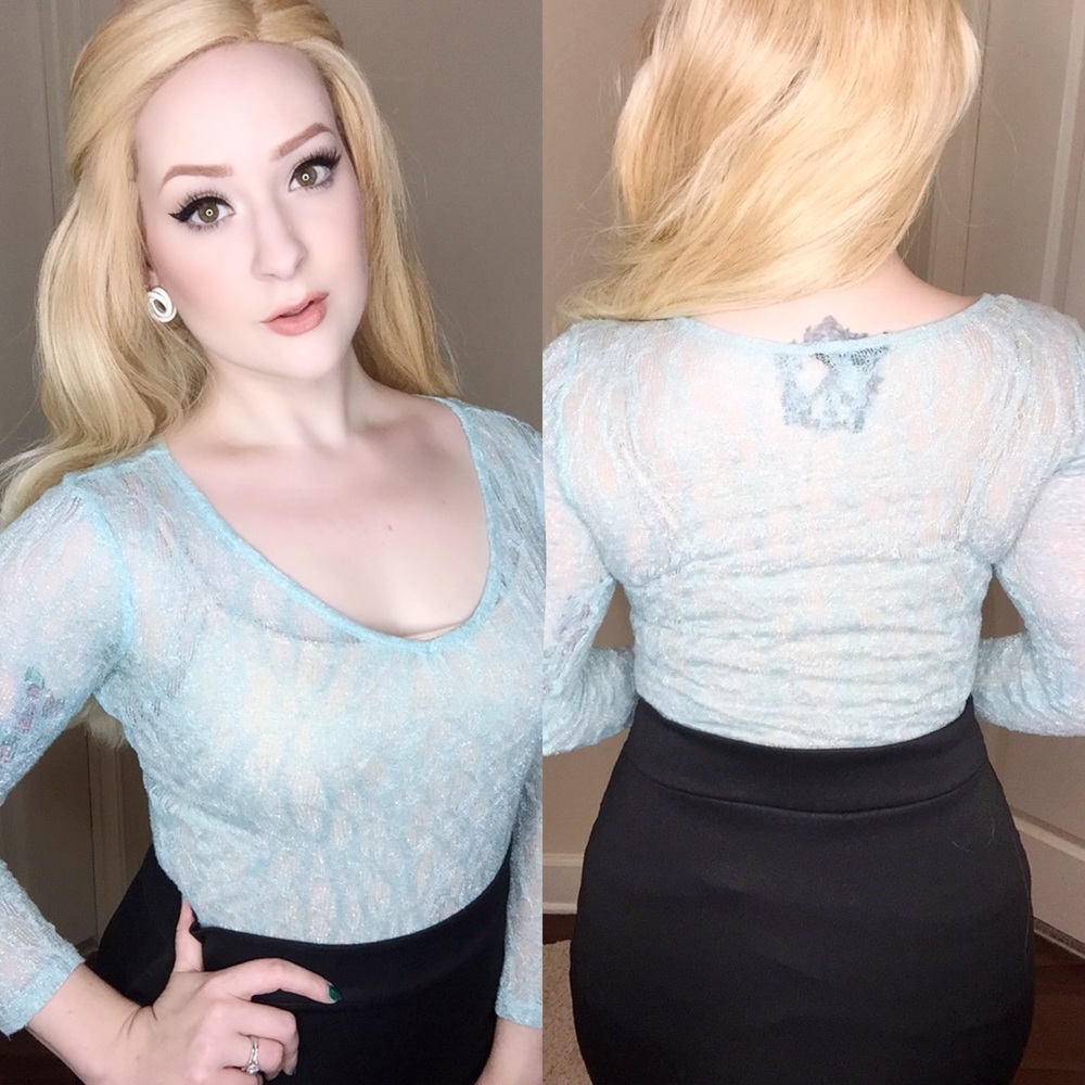 Sheer Silver and Icy Blue Long Sleeve Top ❄️