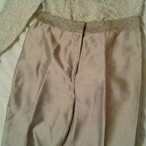 "TAHARI" 100% silk gray/silver dress pants  6