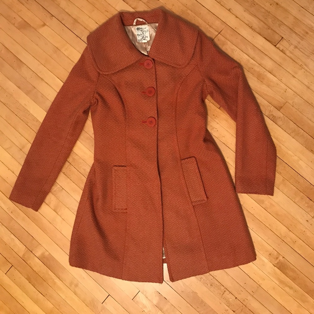 Orange and Tan Mid Length Pea Coat