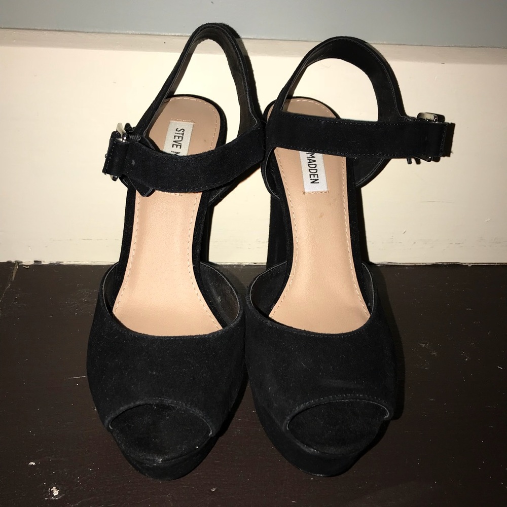 Steve Madden size 10 black chunky heels JILLY