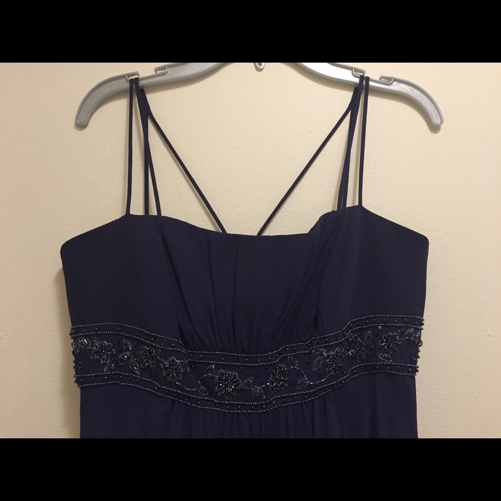 Long Dress - Navy Blue - spaghetti strap