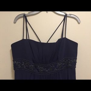 Long Dress - Navy Blue - spaghetti strap