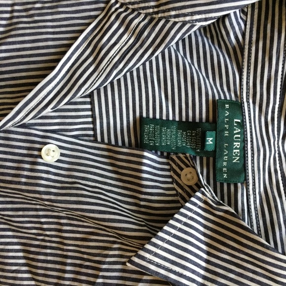 RALPH LAUREN 💯% COTTON STRIPE LS BUTTON UP TOP M - Picture 4 of 6
