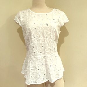Loft Eyelet Peplum Blouse
