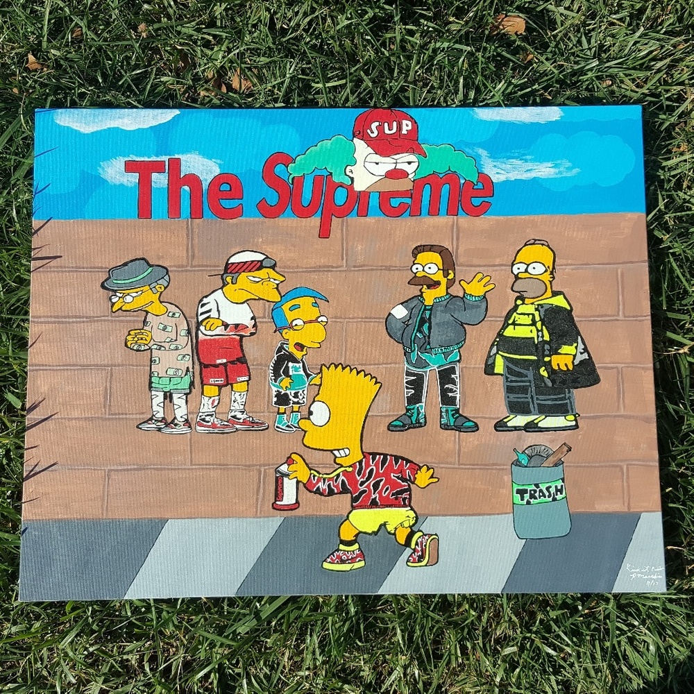 THE SIMPSON X SUPREME 23.5 x 28 PAINTING