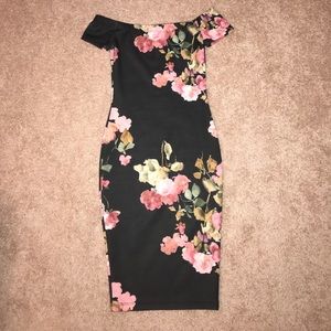 Off the shoulder floral midi