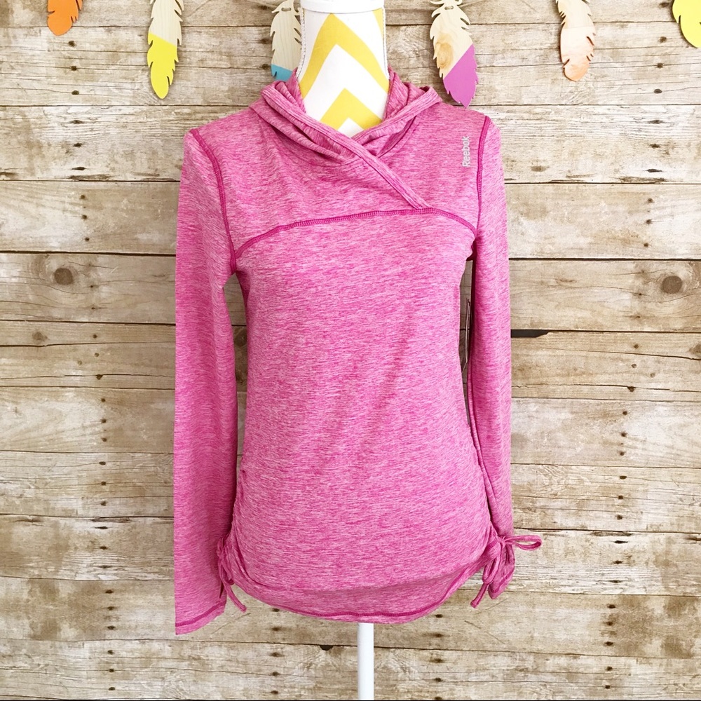 Reebok pink hooded long sleeve workout sweater