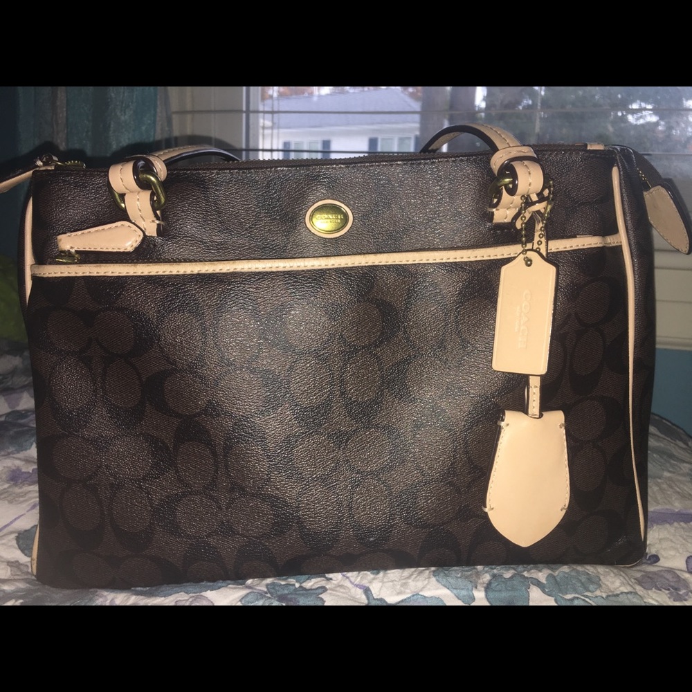 Brown & tan coach tote purse