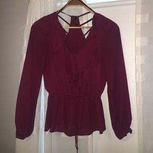small XOXO burgundy blouse