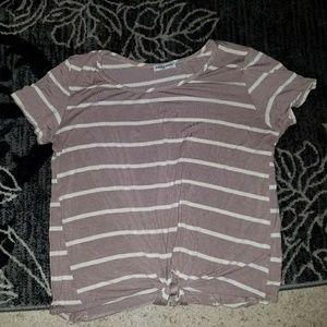 Cha cha vente white/ taupe striped top, PM