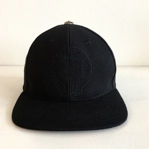 Chrome Heart Horseshoe and cross embroidered hat.