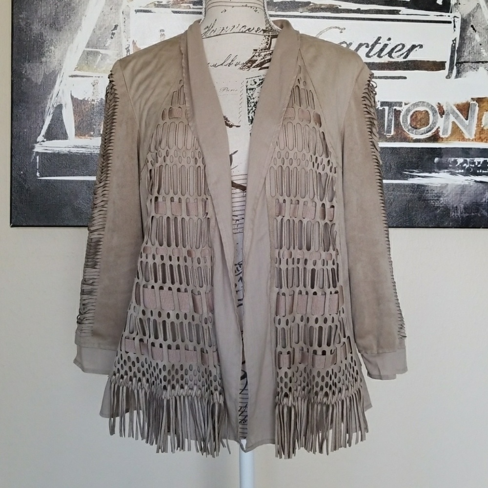 Nwt Chico's "Faux Suede w/Cutouts" Jacket Size 1