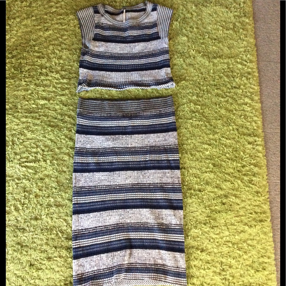 Free People Knit Skirt and Croptop set