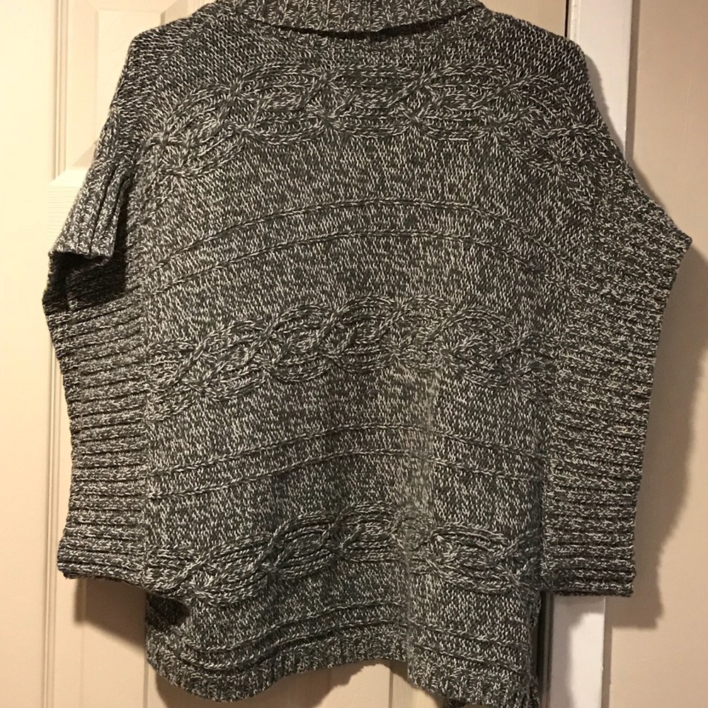 Grey and white sweater cape