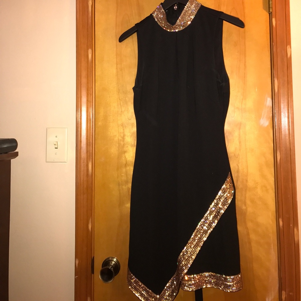 Black and gold Bebe Dress