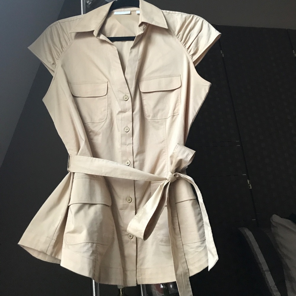 Cap sleeve button down blouse