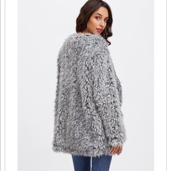 FURRY FAUX FUR GRAY CARDIGAN BF SALE FIRM - Picture 6 of 7