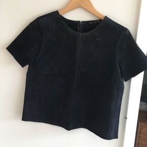 Genuine suede Zara navy blue top!