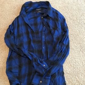 Blue and black flannel