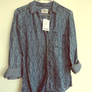 Anthropologie Patterned Denim Blouse