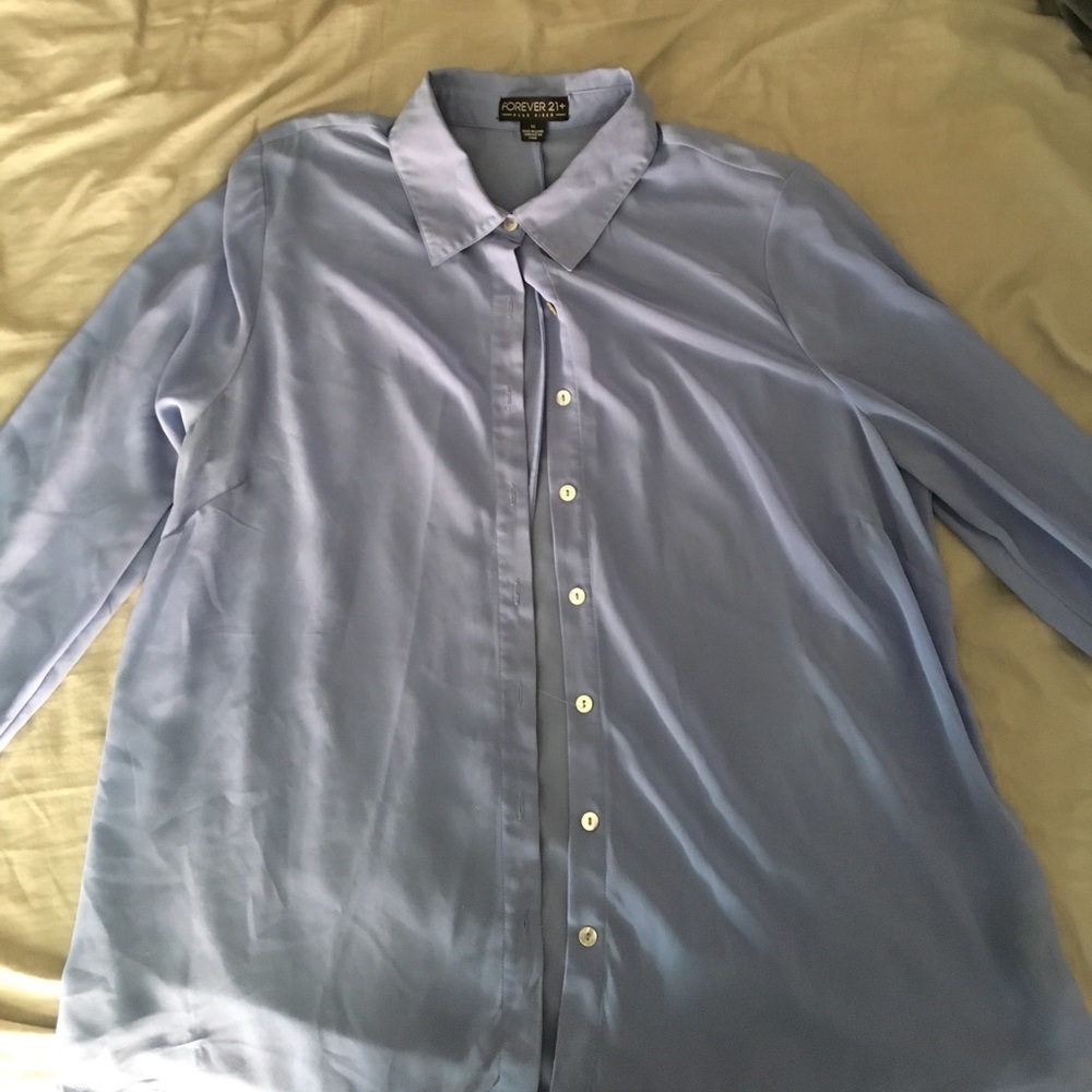 1X sheer light blue blouse forever 21 plus size