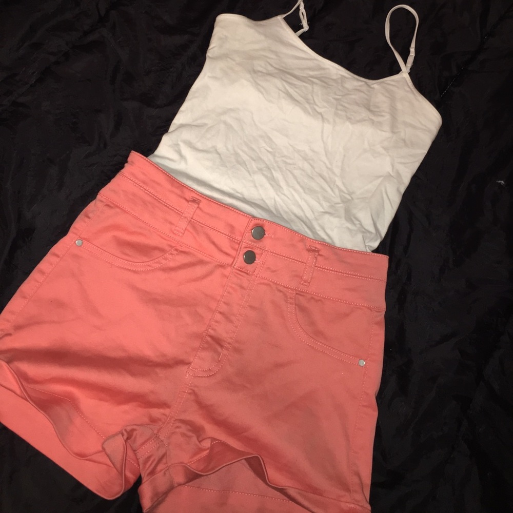 Orange high waisted shorts